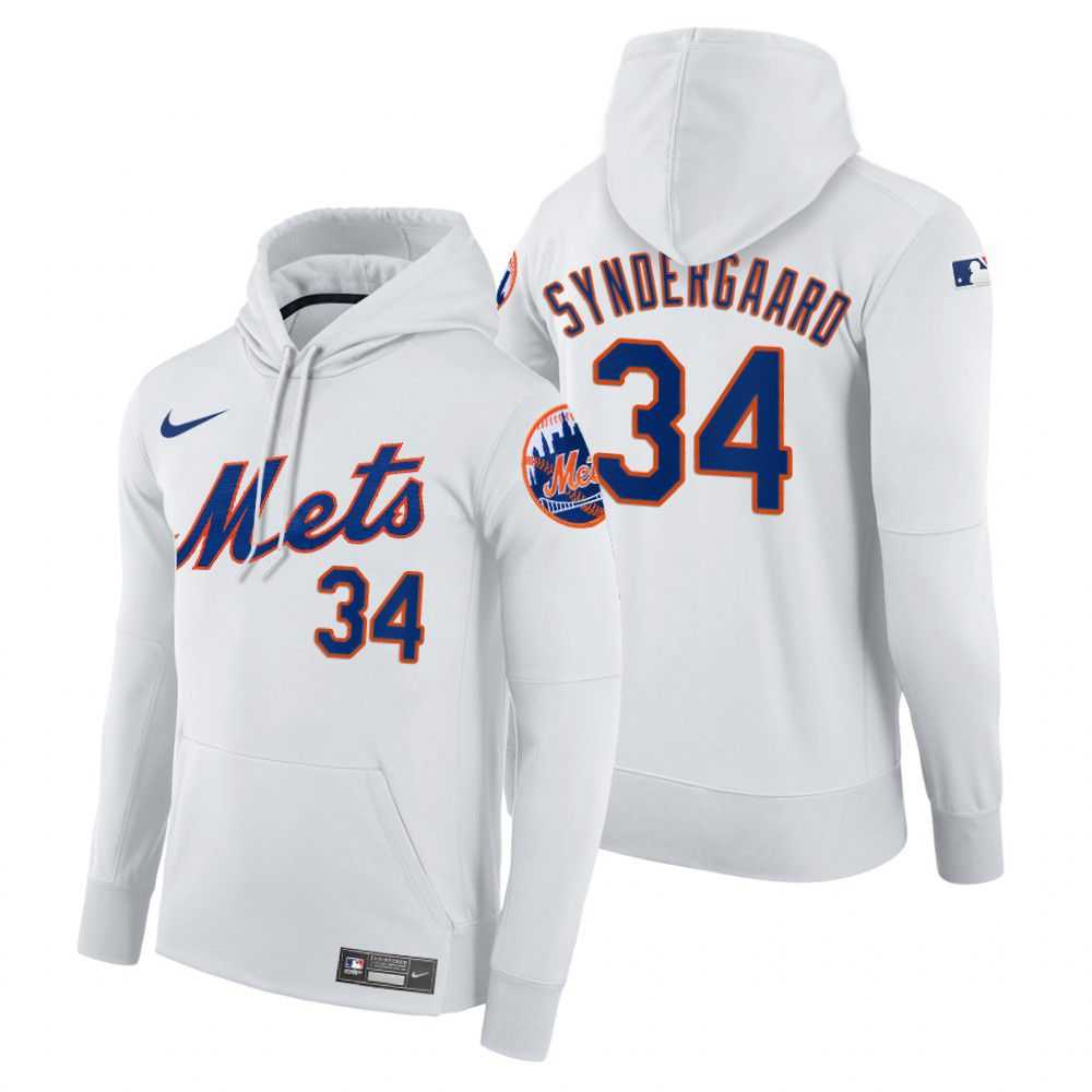 Men New York Mets 34 Syndergaard white home hoodie 2021 MLB Nike Jerseys
